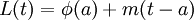 \,L(t) = \phi(a) + m(t-a)\,