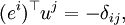 (e^i)^\top u^j = -\delta_{ij},